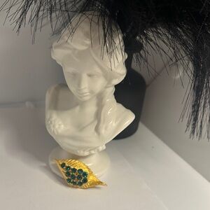 Gold and Green Leaf Brooch